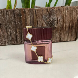 Four Leaf Clover Stainless Steel Bracelet Gold With Faux Mother Of Pearl